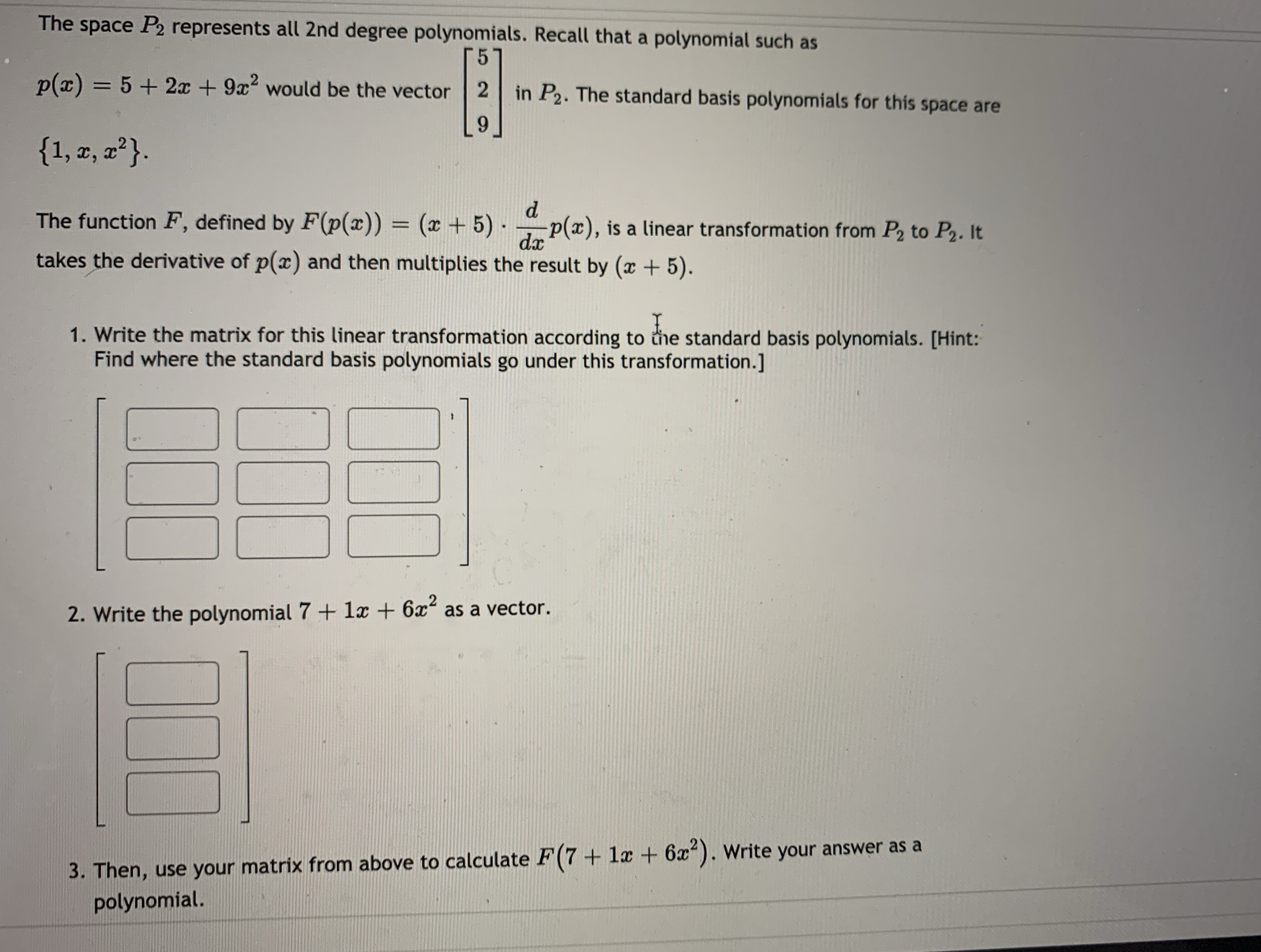 Urgent The space P2 represents all 2nd degree