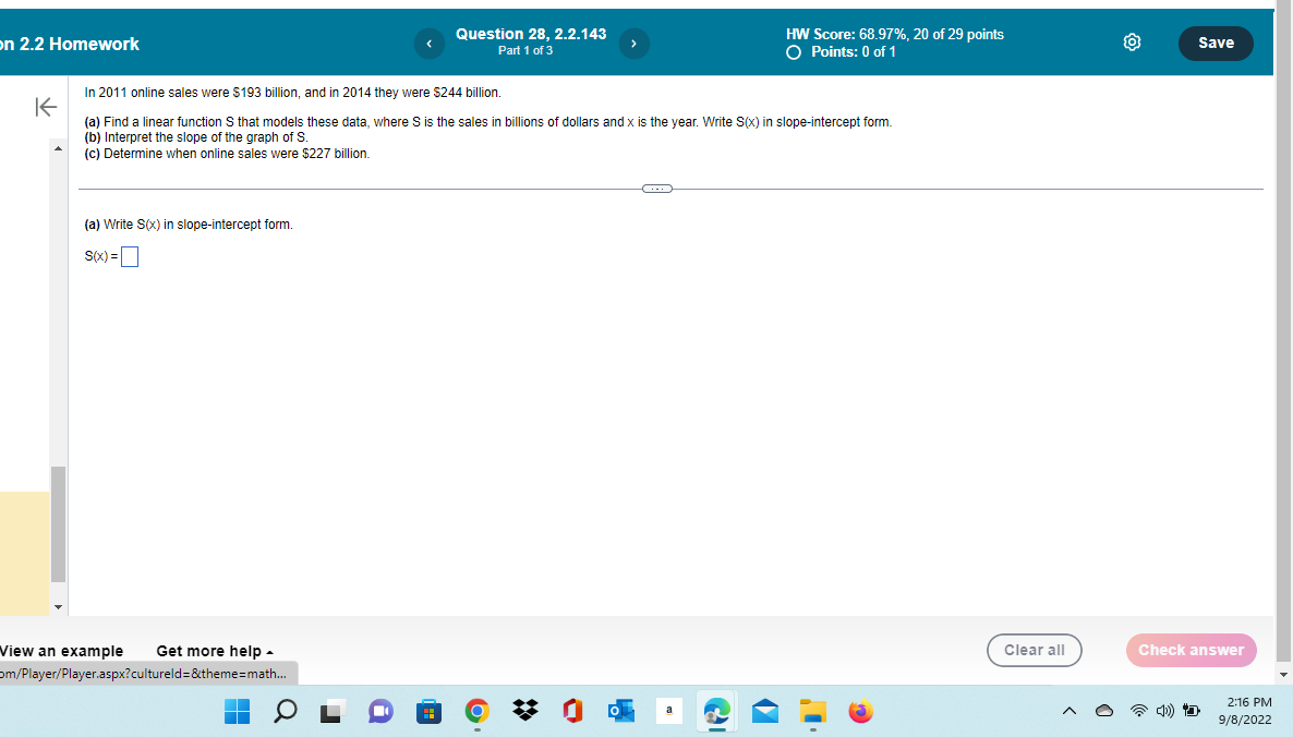 ction 2.2 Homework Question 27, 2.2.133 HW Score: