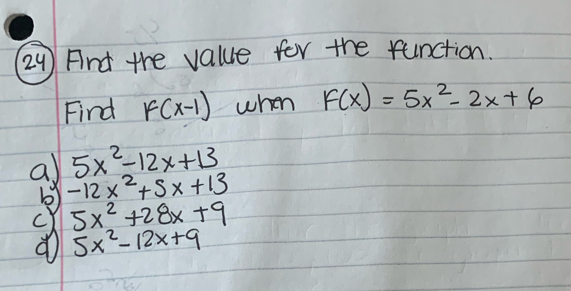 24 ) And the value for the function. Find FC x -1