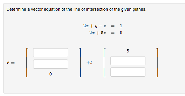 Determine a vector equation of the line of