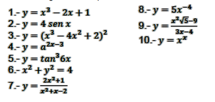 For the following functions, indicate whether