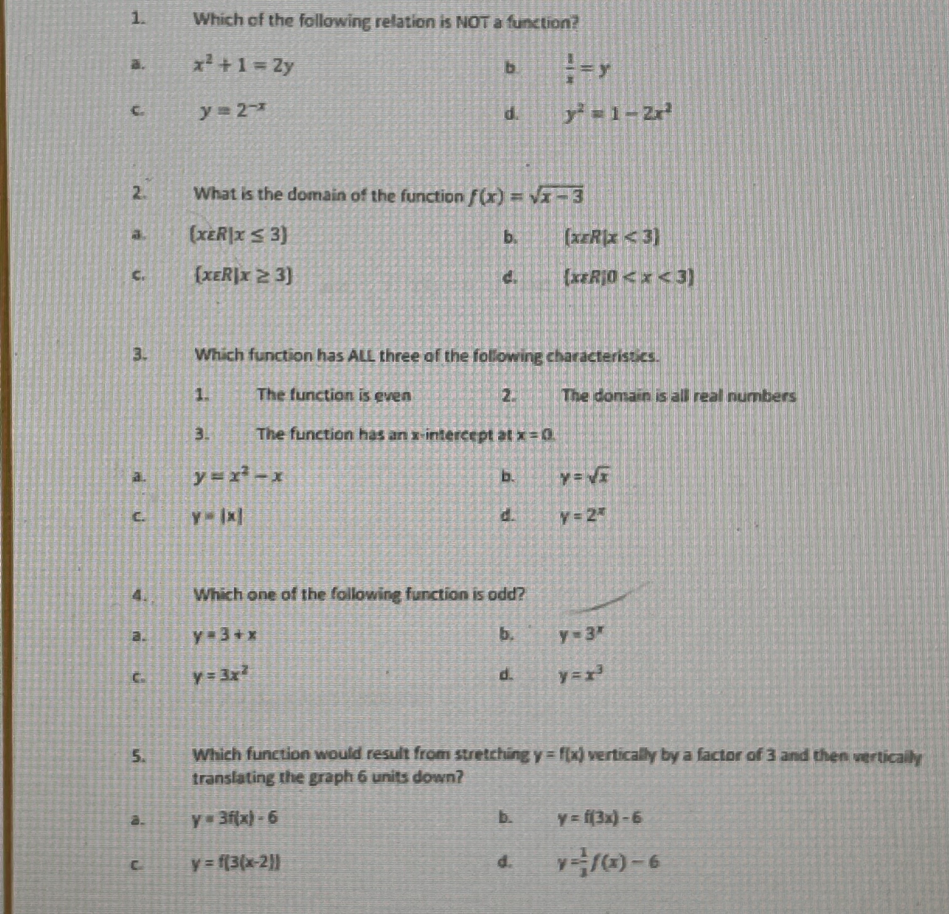 5. (1) Graph f(7) = |2x-6/4using The absolute