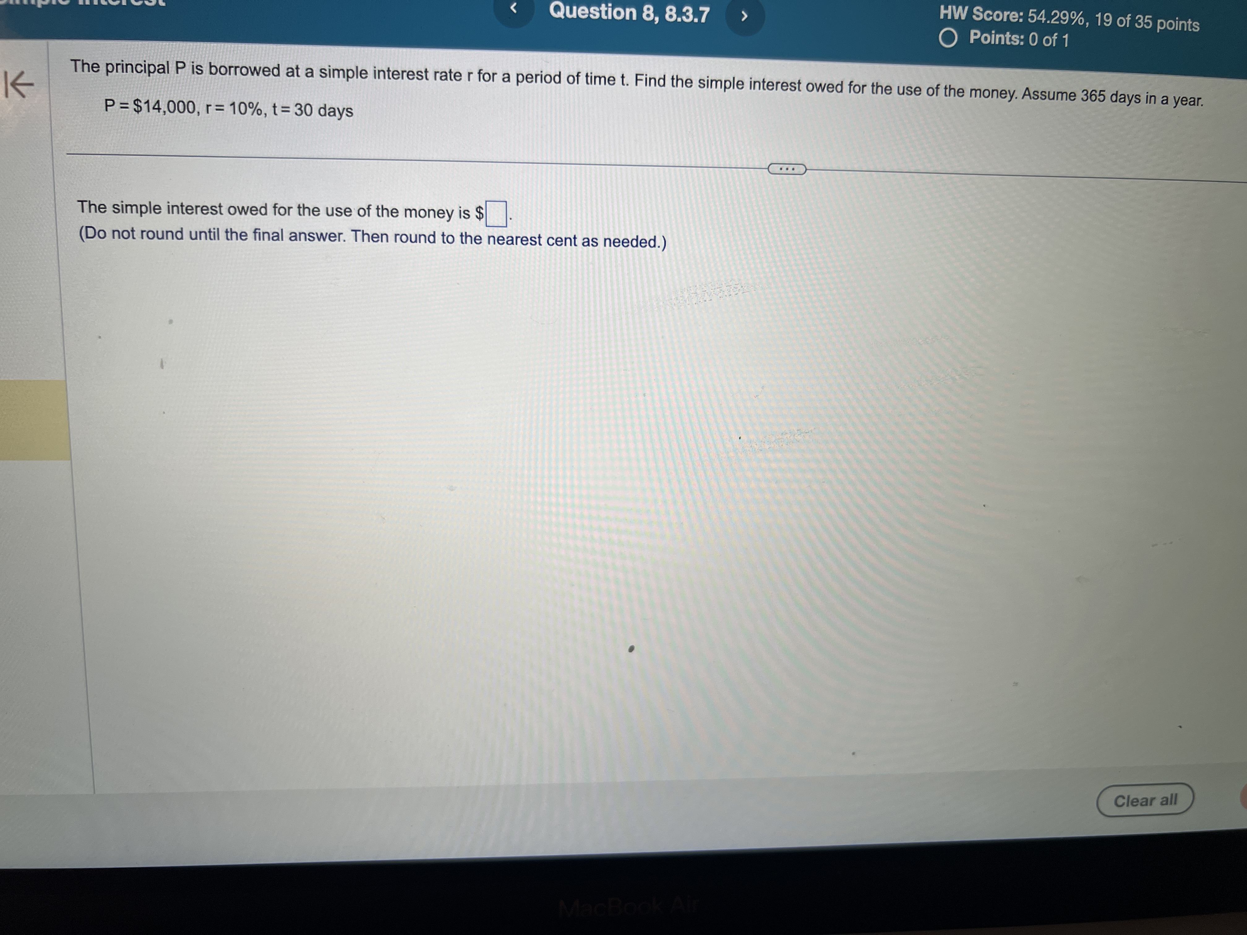 ork: 8.3 HW - Simple Interest Question 7, 8.3.5