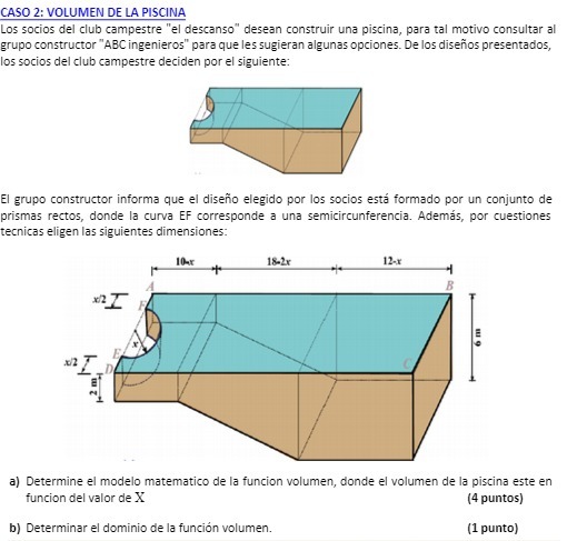 CASO 2: VOLUMEN DE LA PISCINA Los socios del club