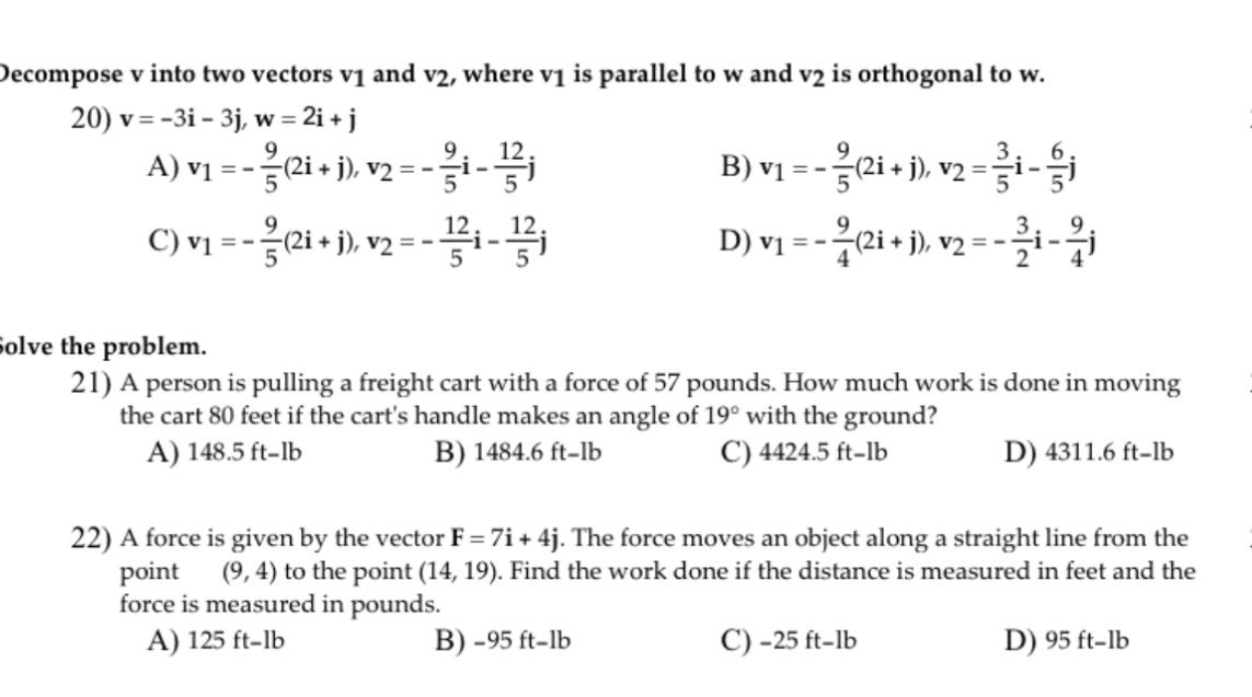 Solve these problems and show every step