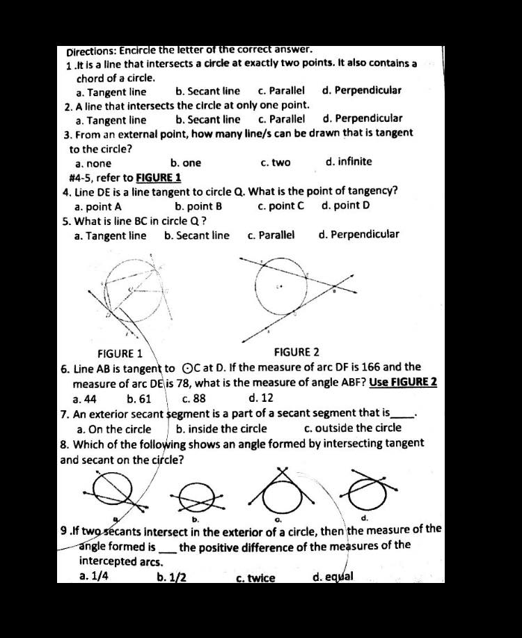 Hi! I need help on my geometry. Directions: