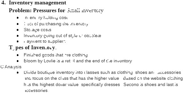 4. Inventory management Problem: Pressures for