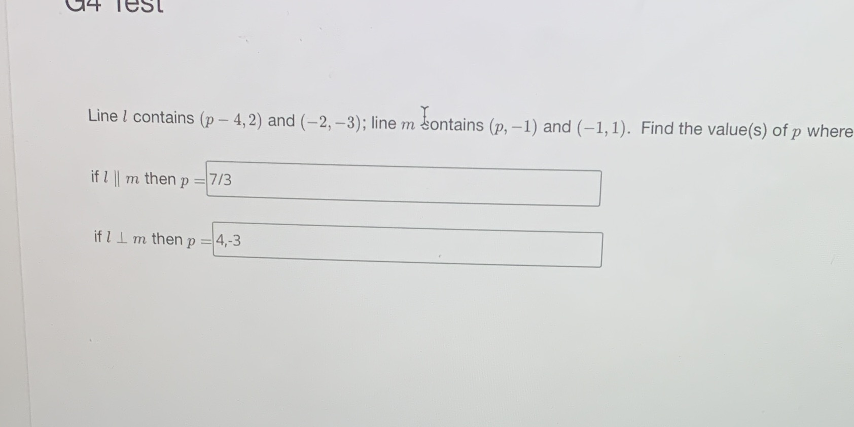 Thanks guys #9 04 Test Line 1 contains (p - 4,2)