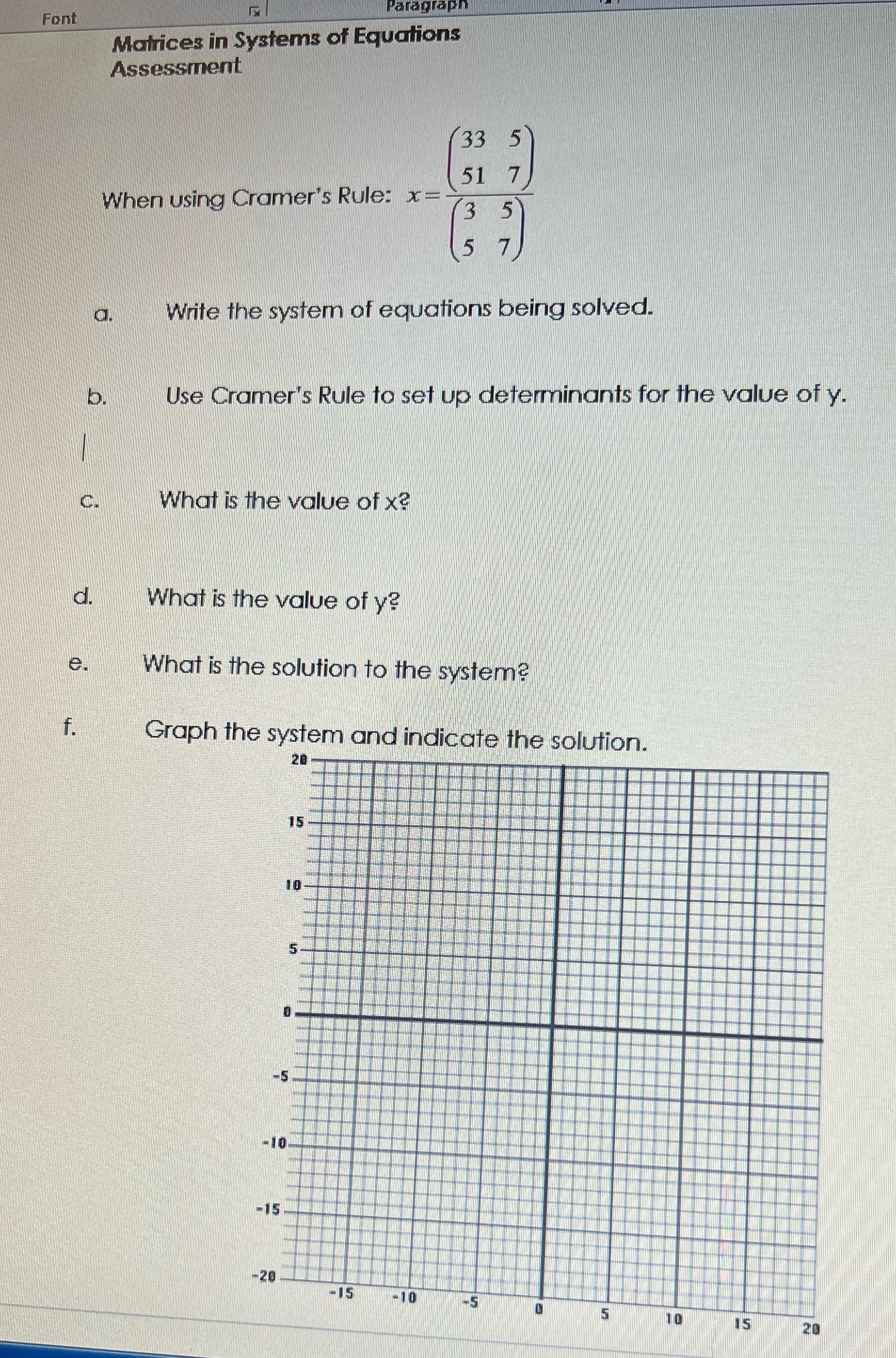 Font Paragraph Matrices in Systems of Equations