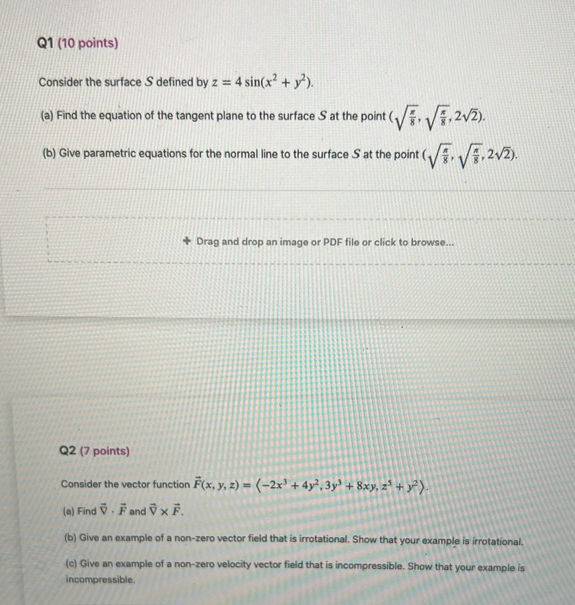 Question 1 and 2 Q1 (10 points) Consider the