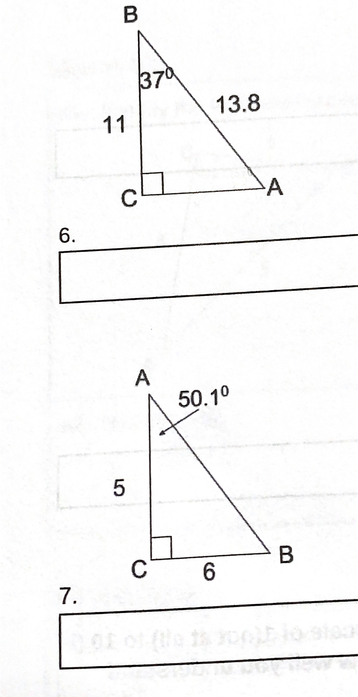 solve the triangle B 370 13.8 11 C A 6. A 50.10 C