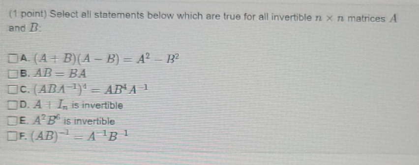 Thank you for your help! (1 point) Select all