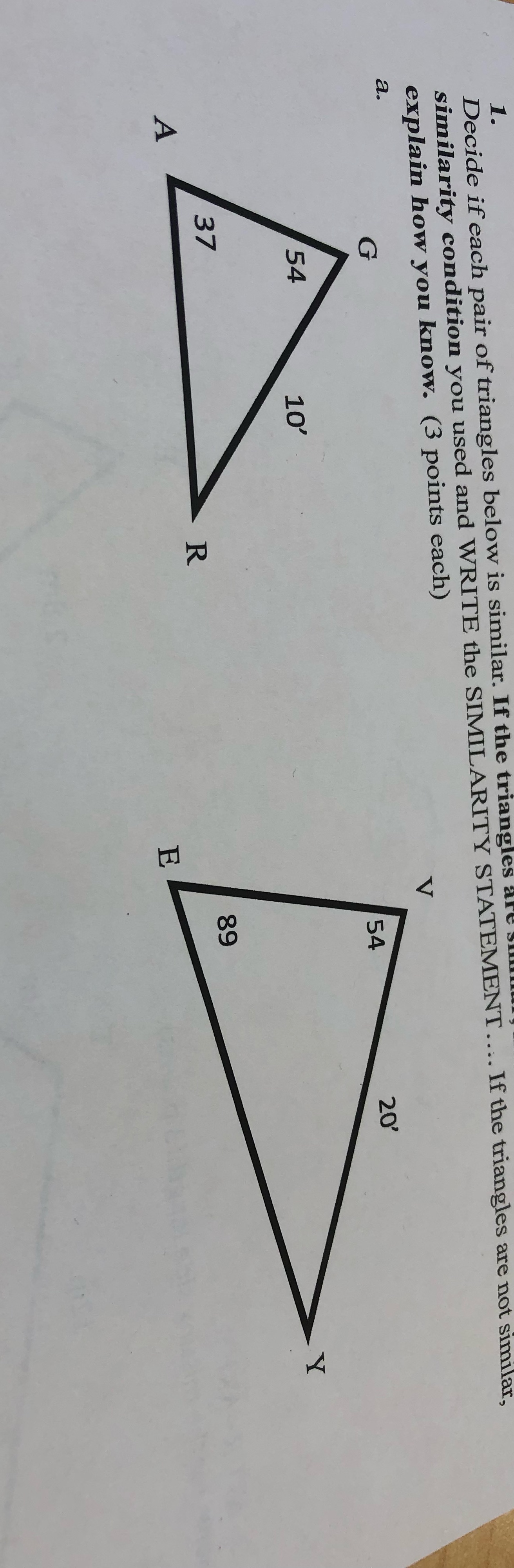 Decide if each pair of triangles below is