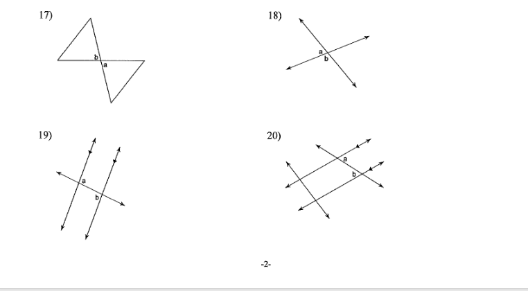 Geometry Name the Relationship of Angles Name the