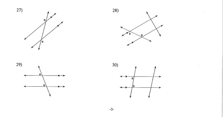 Geometry Name the Relationship of Angles Name the