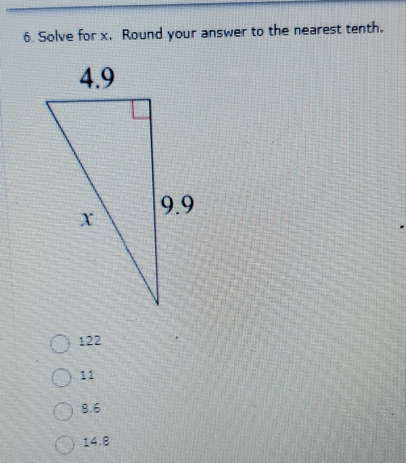 solve for x 6. Solve for x. Round your answer to