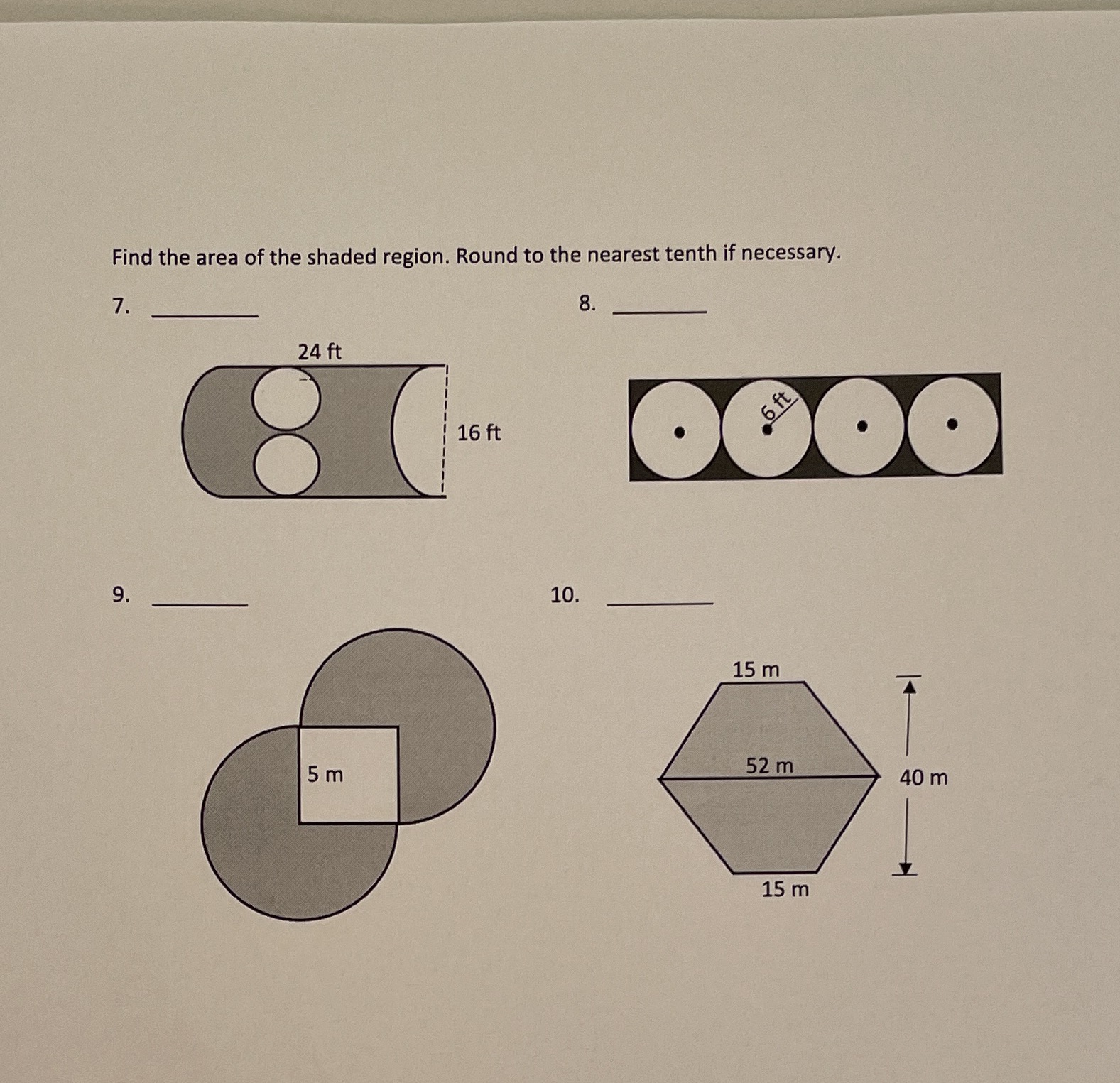 Find the area of the shaded region. Round to the