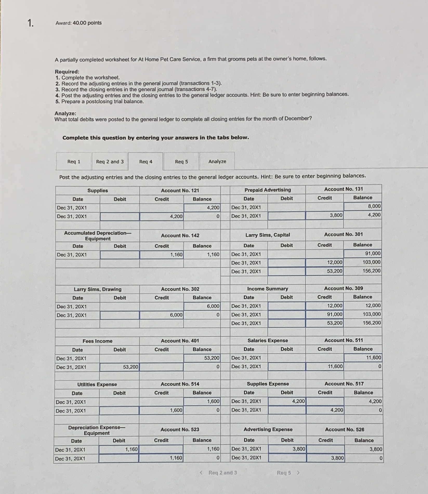 1. Award: 40.00 points A partially completed