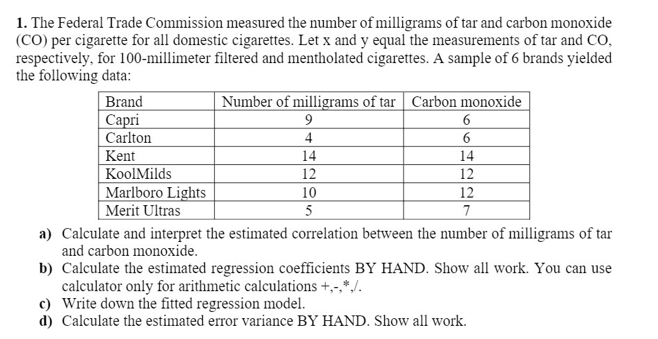 1. The Federal Trade Commission measured the