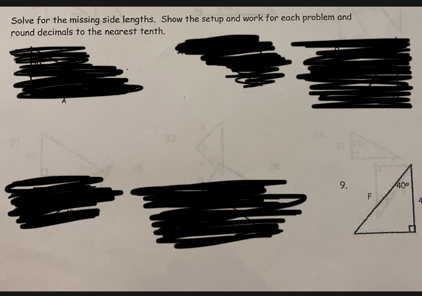 Solve for the missing side lengths. Show the
