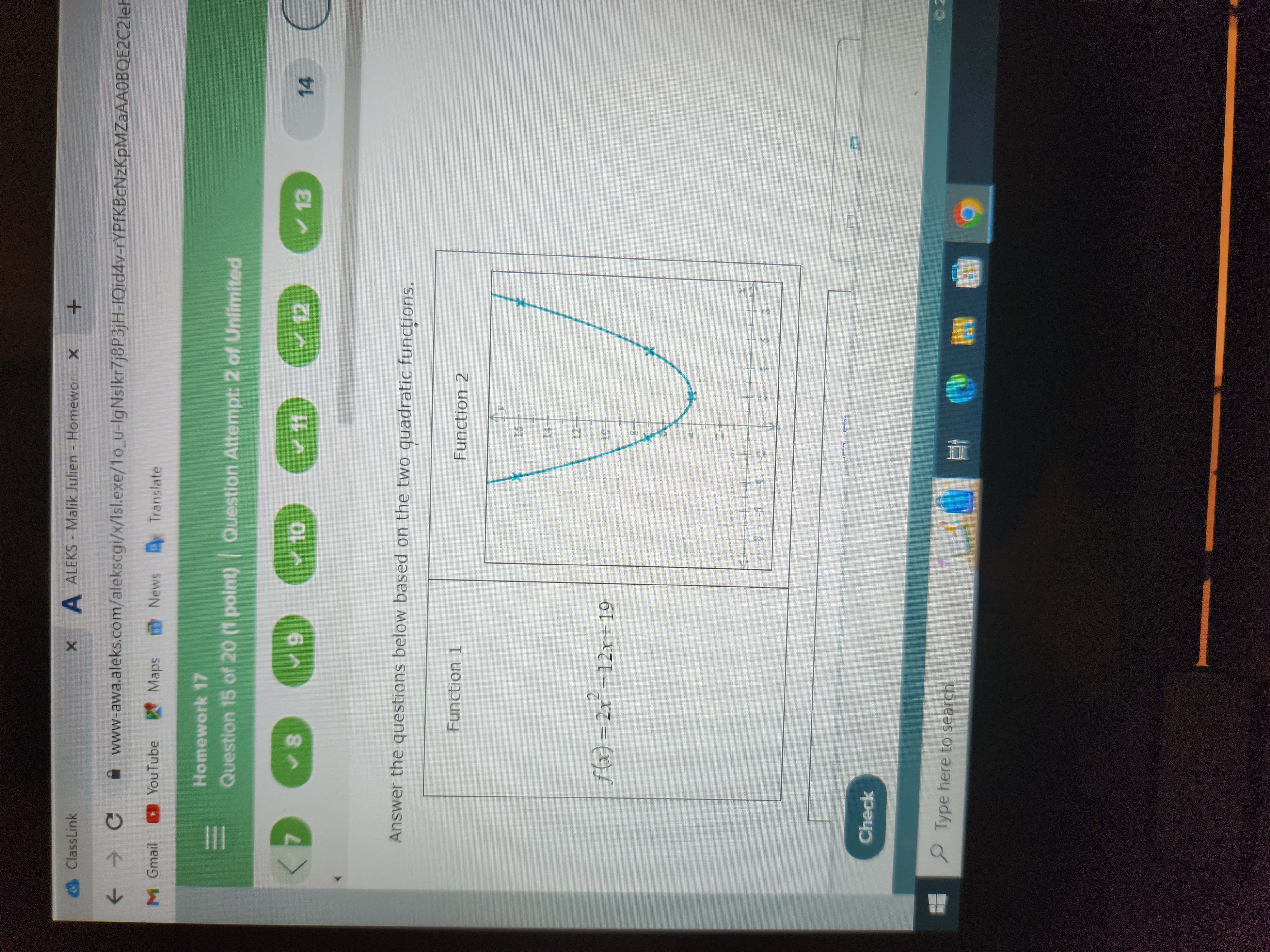 ClassLink x A ALEKS - Malik Julien - Homework X +