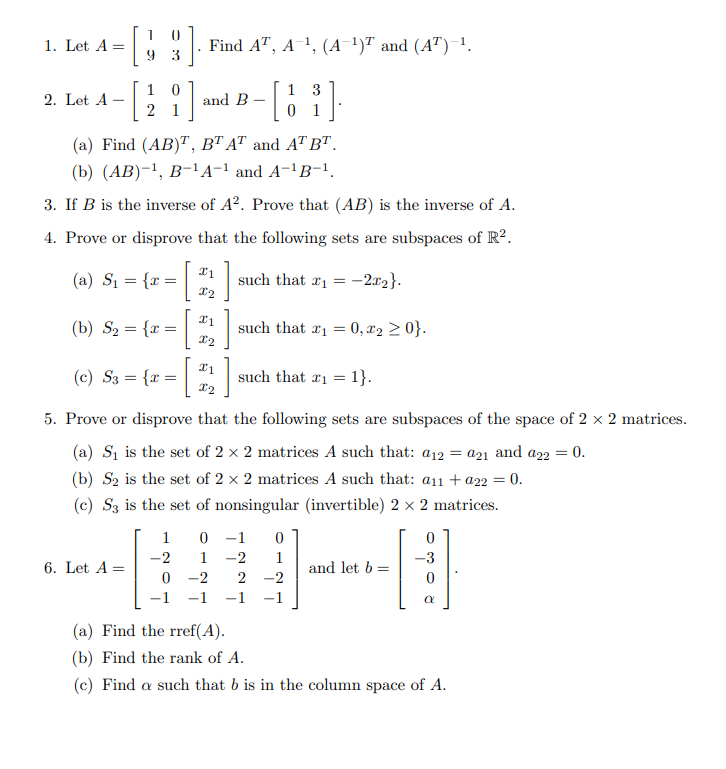 solve the following please 1. Let A = 9 3 . Find
