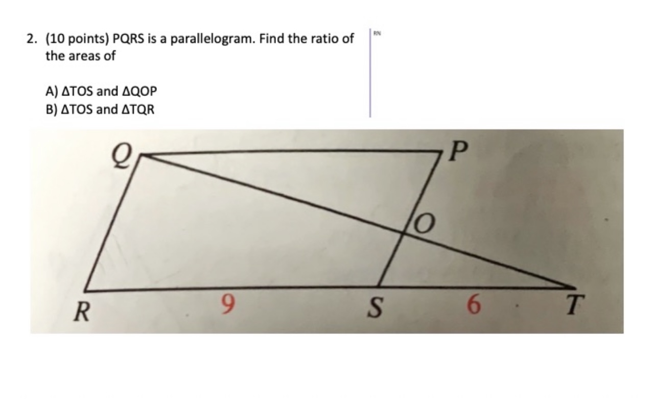 RN 2. (10 points) PQRS is a parallelogram. Find