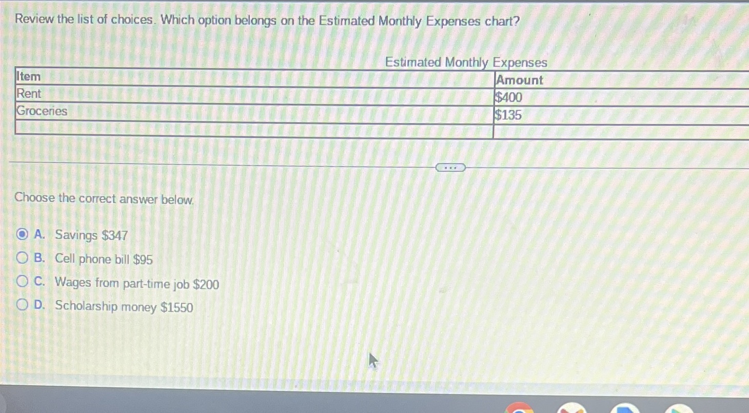 When Maria started to plan her monthly budget,