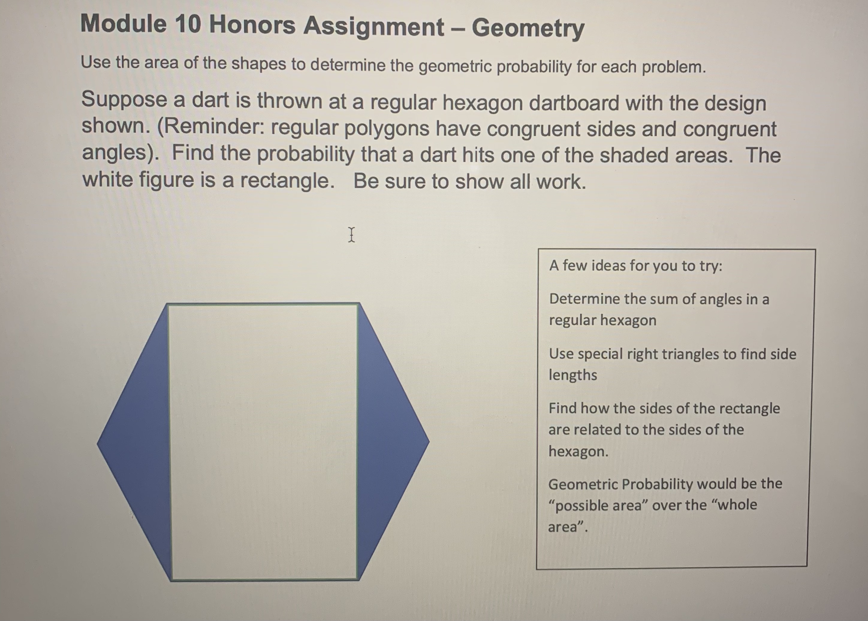 Find the probability that a dart hits one of the
