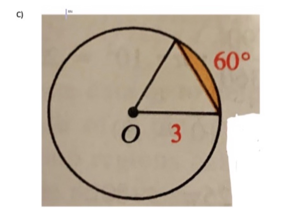 Solve for the area of the shaded region. Leave