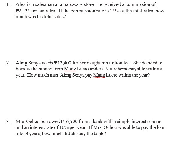 1. Alex is a salesman at a hardware store. He