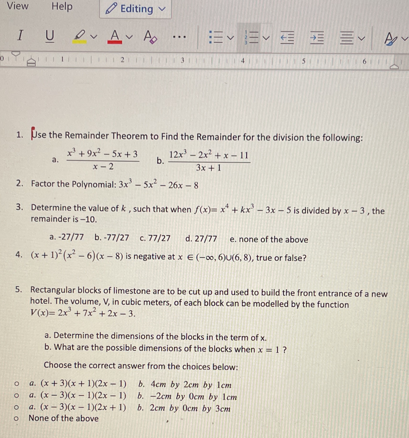 Pls show your solutions, thanks! View Help