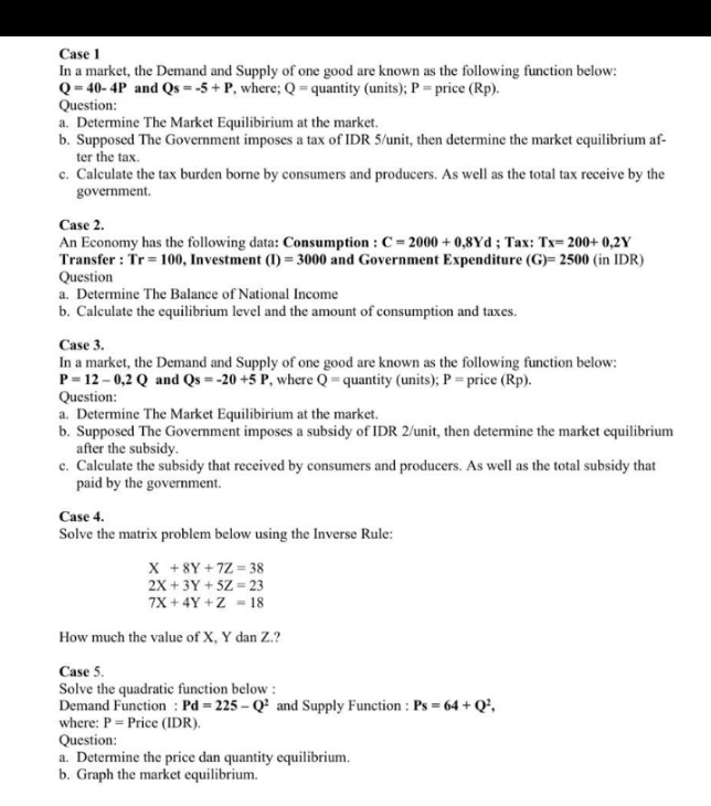 hshsvgdvdbmd Case 1 In a market, the Demand and