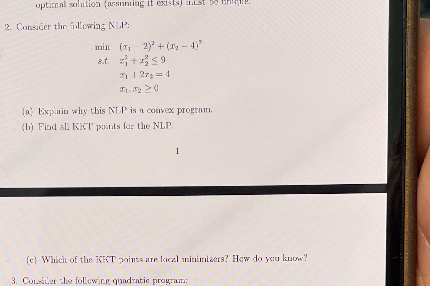 optimal solution (assuming it exists ) must be