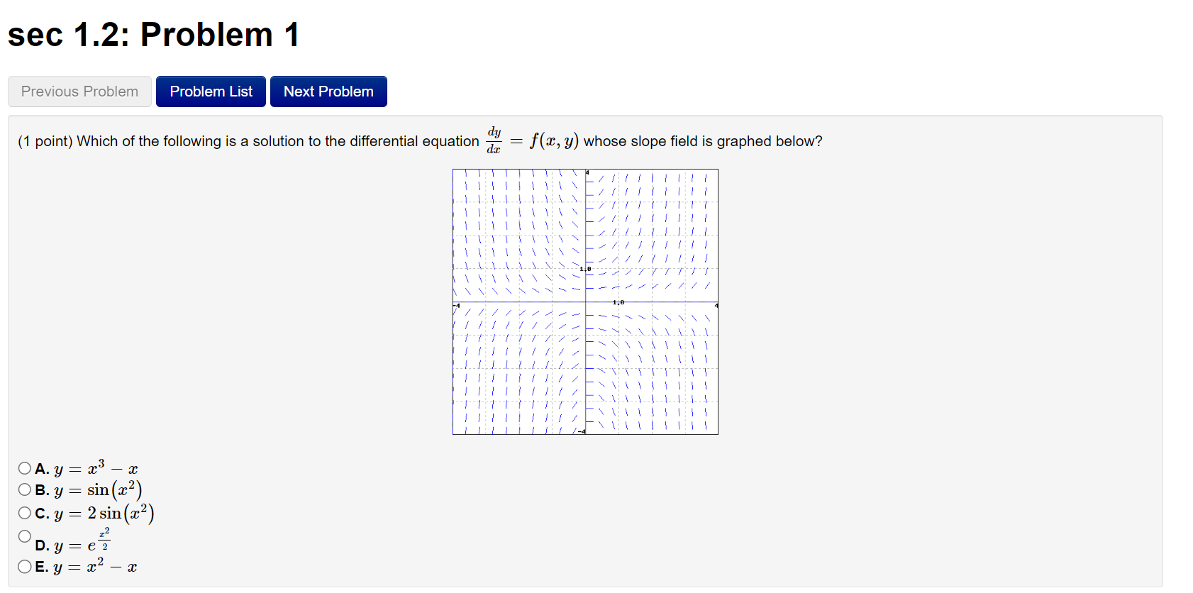 sec 1.2: Problem 1 Previous Problem Problem List