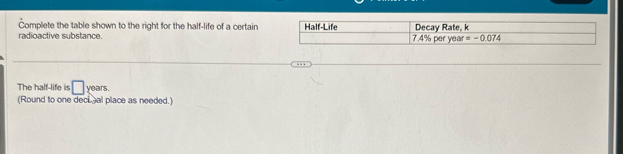 Complete the table shown to the right for the
