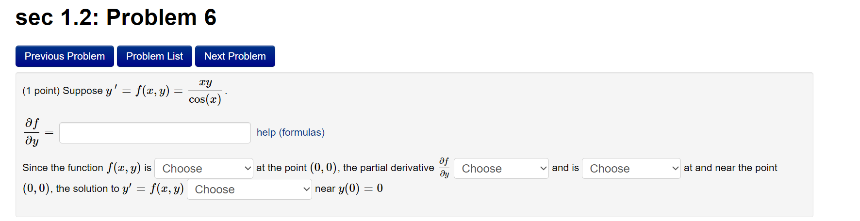 sec 1.2: Problem 1 Previous Problem Problem List