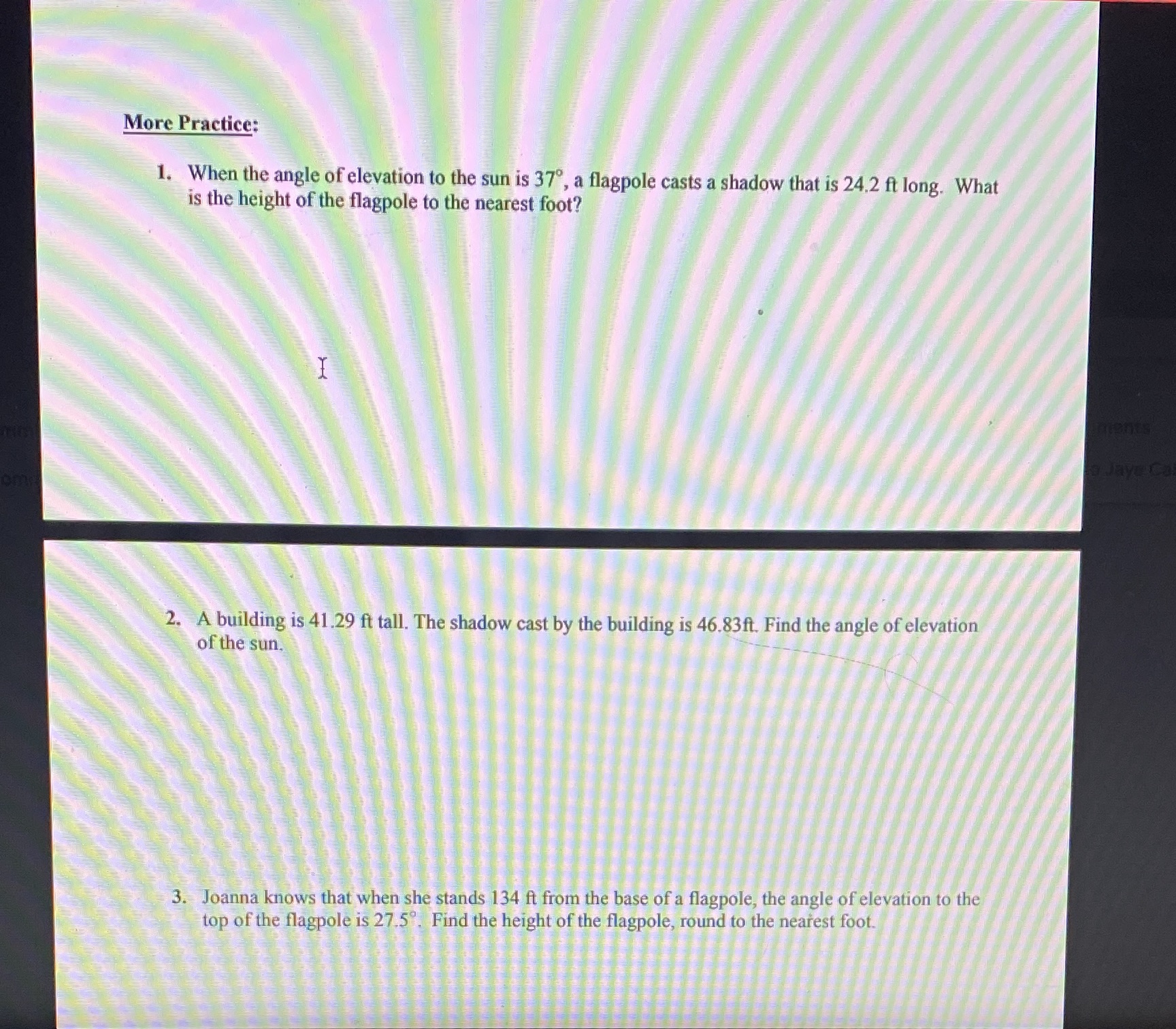 trigonometry word problems (solve for x) More