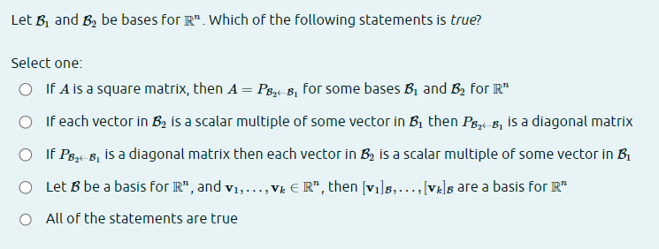 Let 31 and 32 be bases For JR\". 1vvhich of the