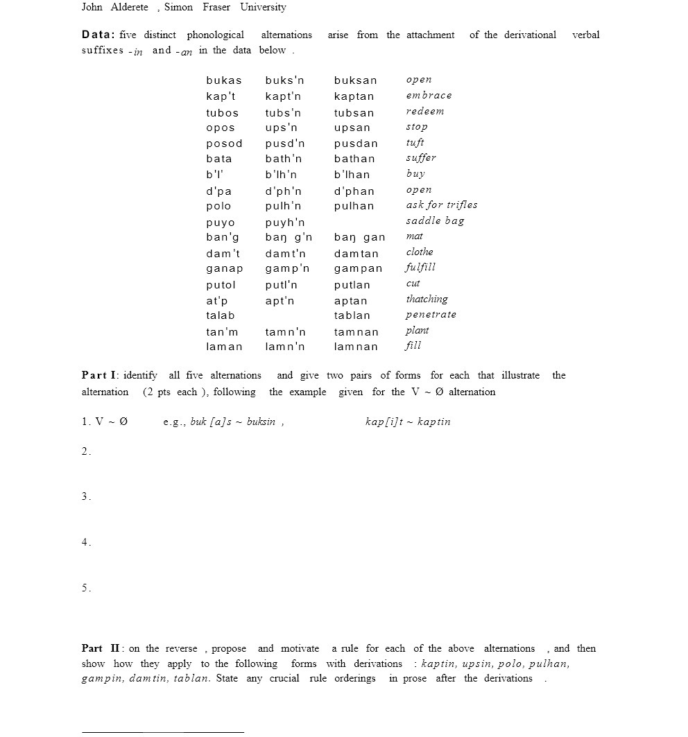 John Alderete , Simon Fraser University Data: