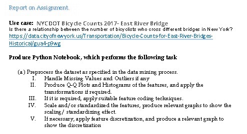 Report on Assignment. Use case: NYCDOT Bicycle