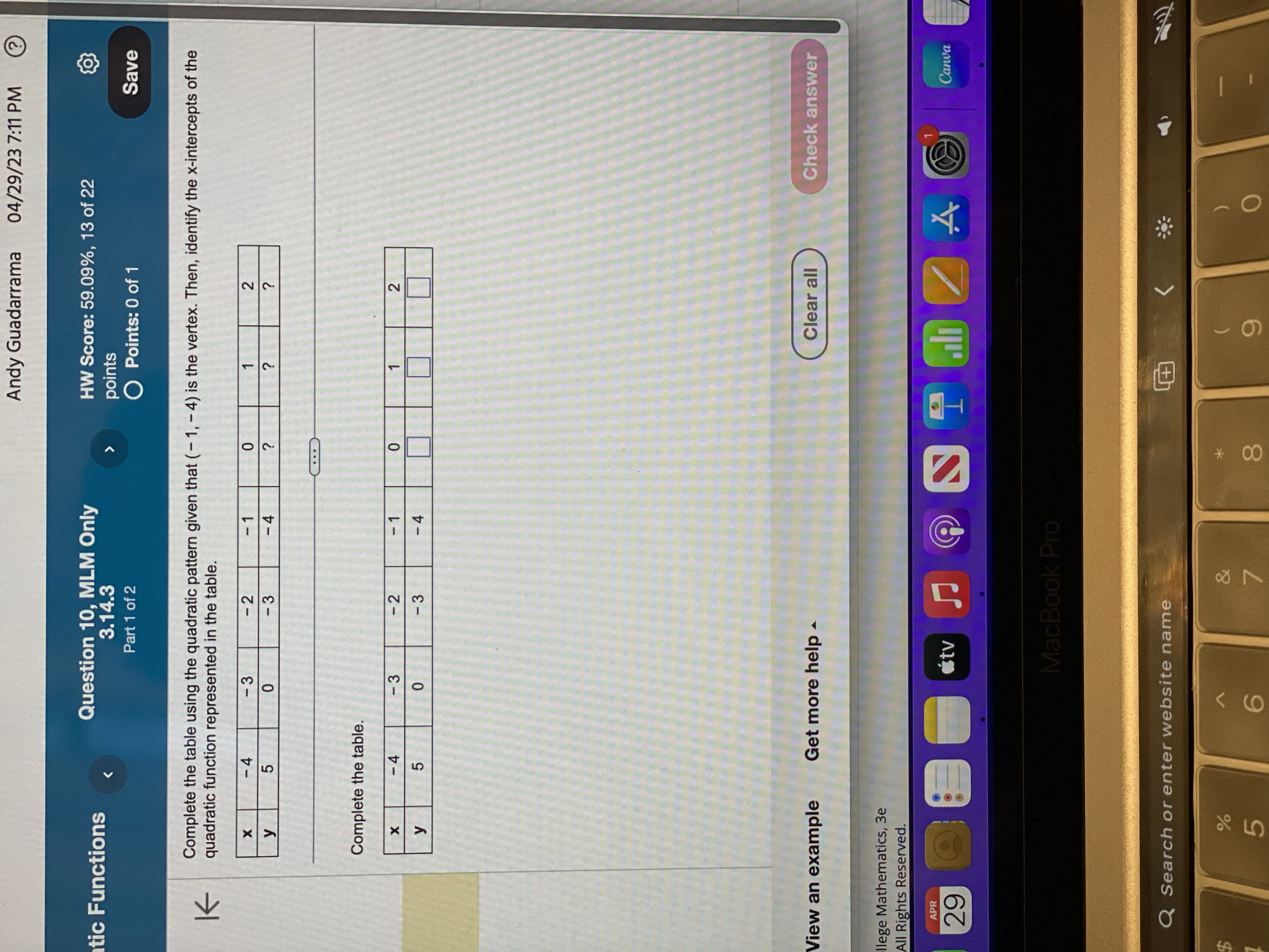 Andy Guadarrama 04/29/23 7:12 PM ctions Question