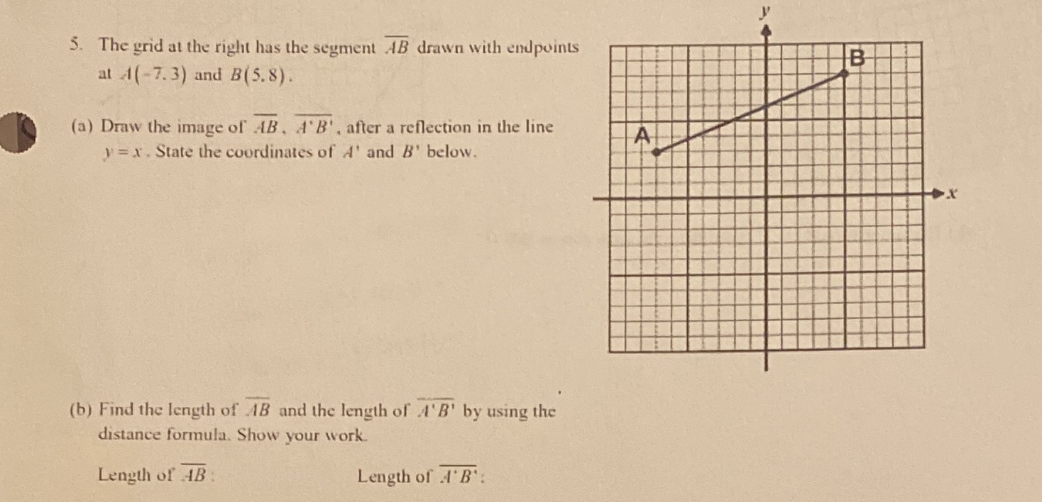5. The grid at the right has the segment AB drawn