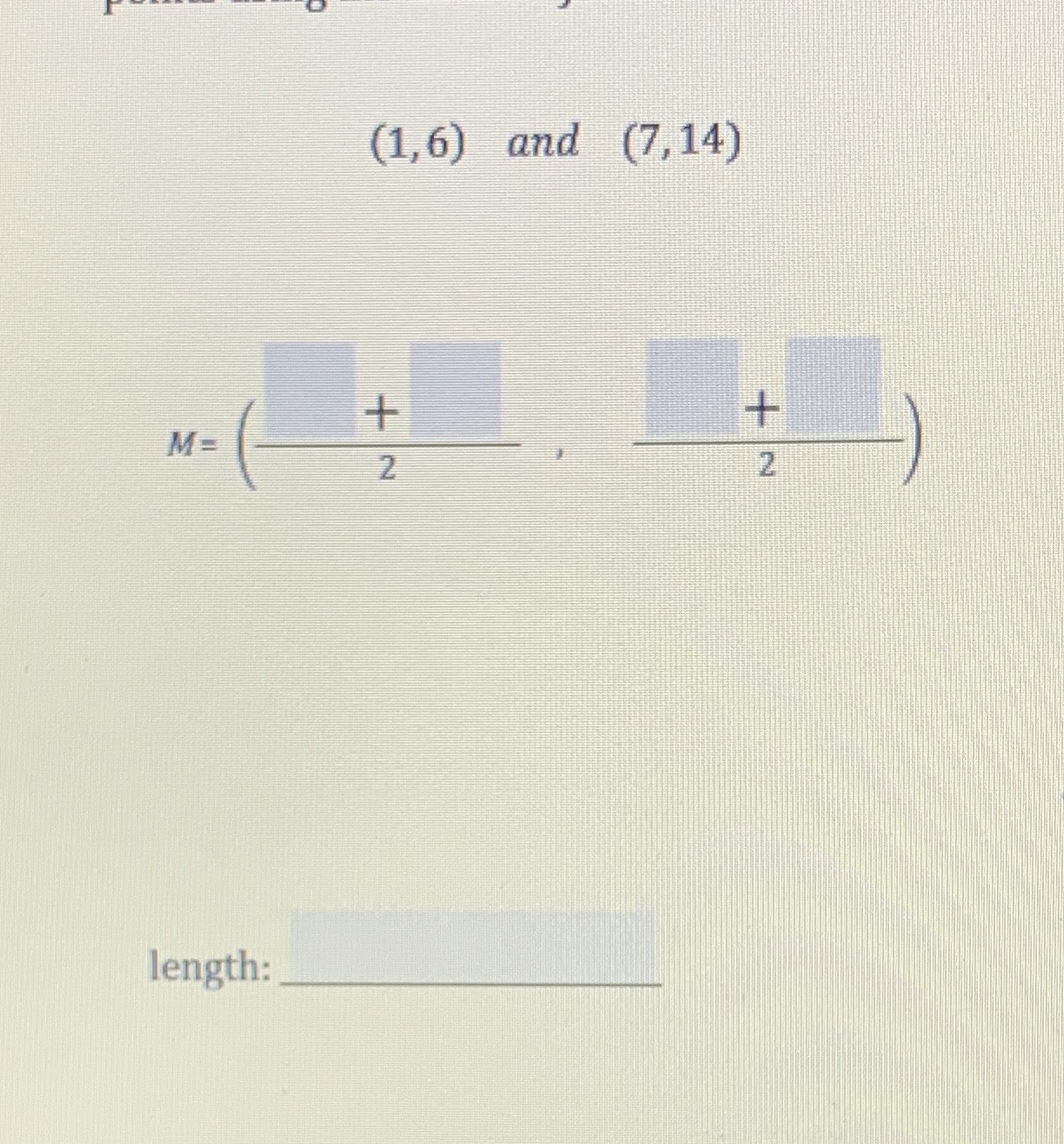 Calculate the length between the following points