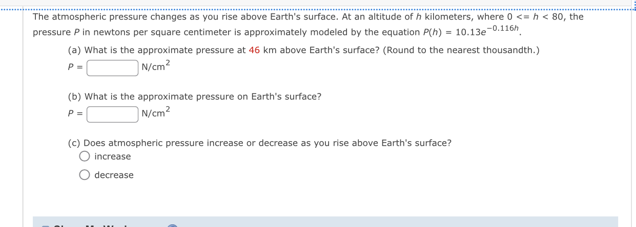The atmospheric pressure changes as you rise
