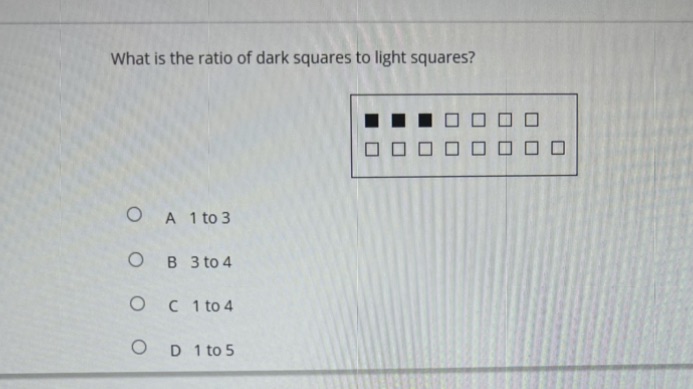 Math What is the ratio of dark squares to light