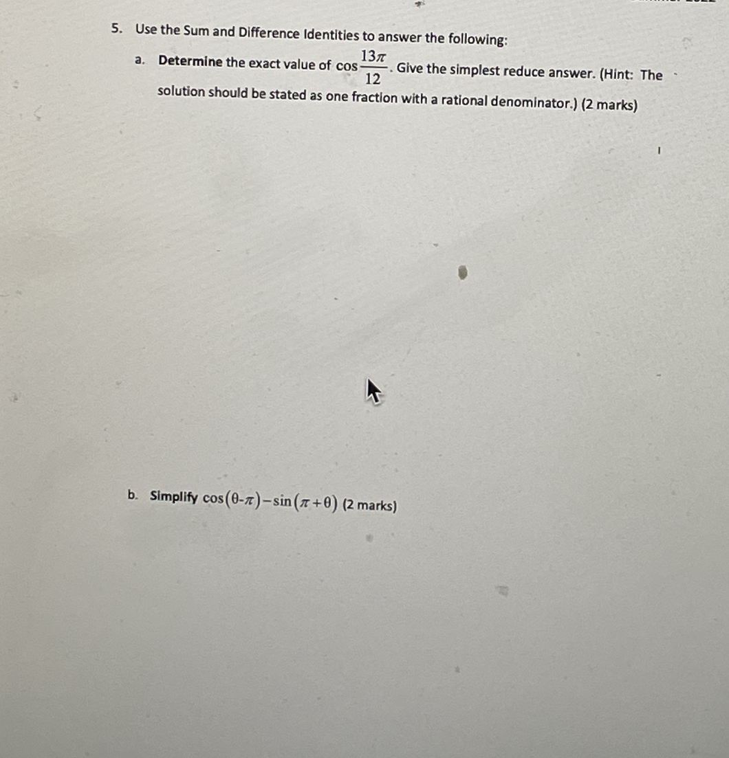 5. Use the Sum and Difference Identities to