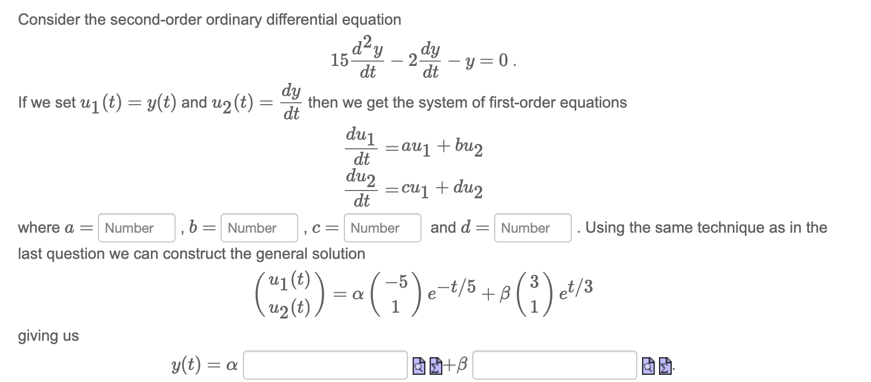 Consider the second-order ordinary differential