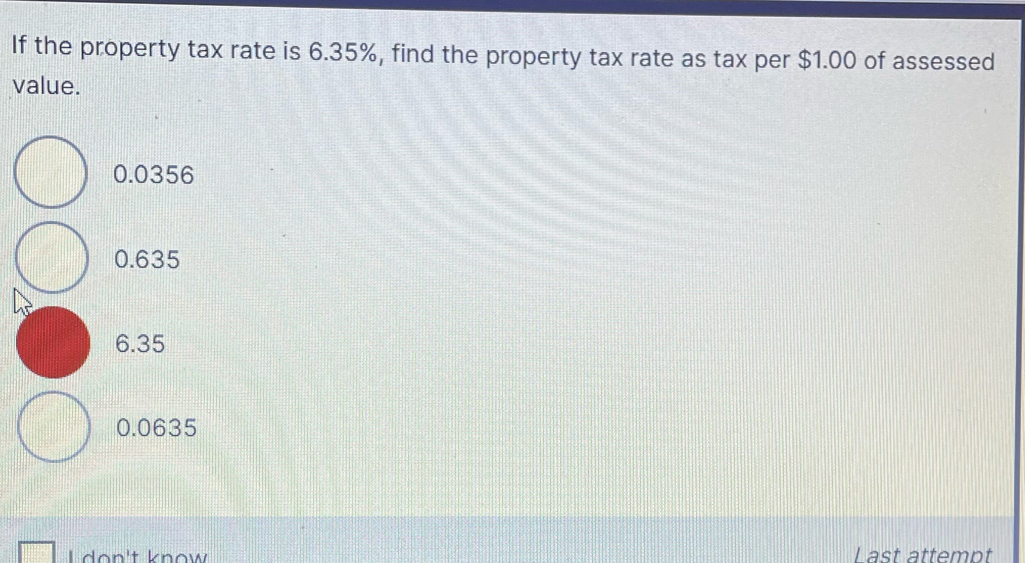 If the property tax rate is 6.35%, find the