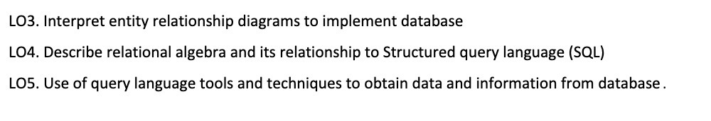LO3. Interpret entity relationship diagrams to